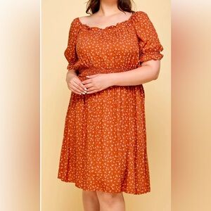 Plus size smocked waist Lady dress